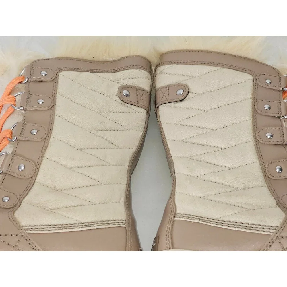 Sorel Kids Youth Cream Tan Orange Tofino II Waterproof Winter Snow Boots Sz 4